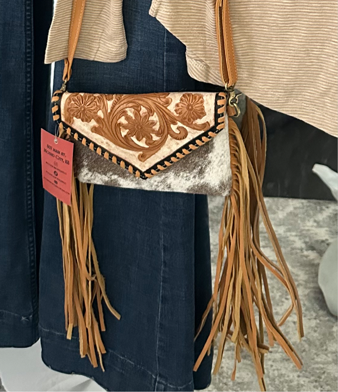 THE CASSIE - TOOLED crossbody Western Tooled Leather Cowhide