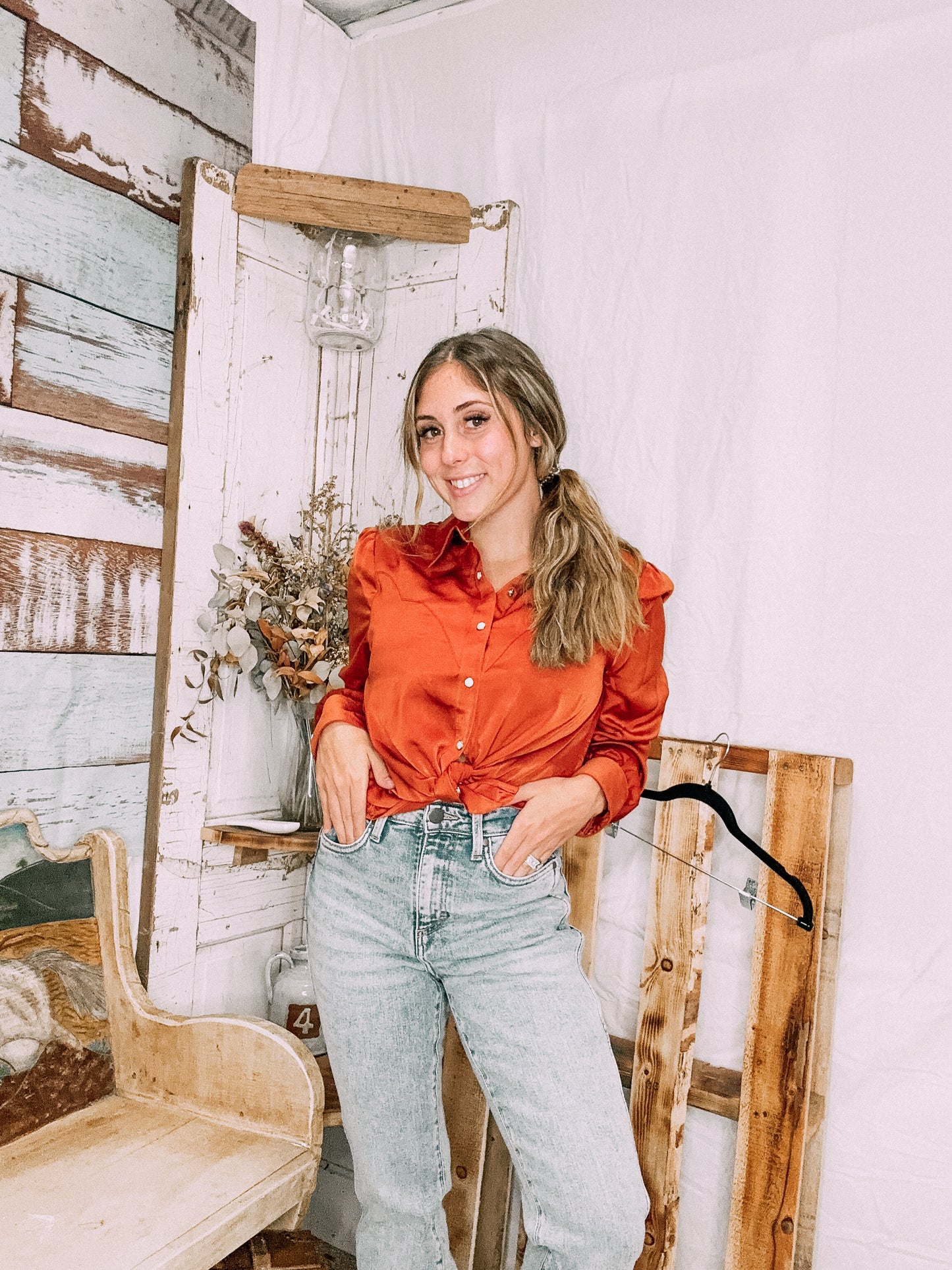 Lainy Satin Button Up