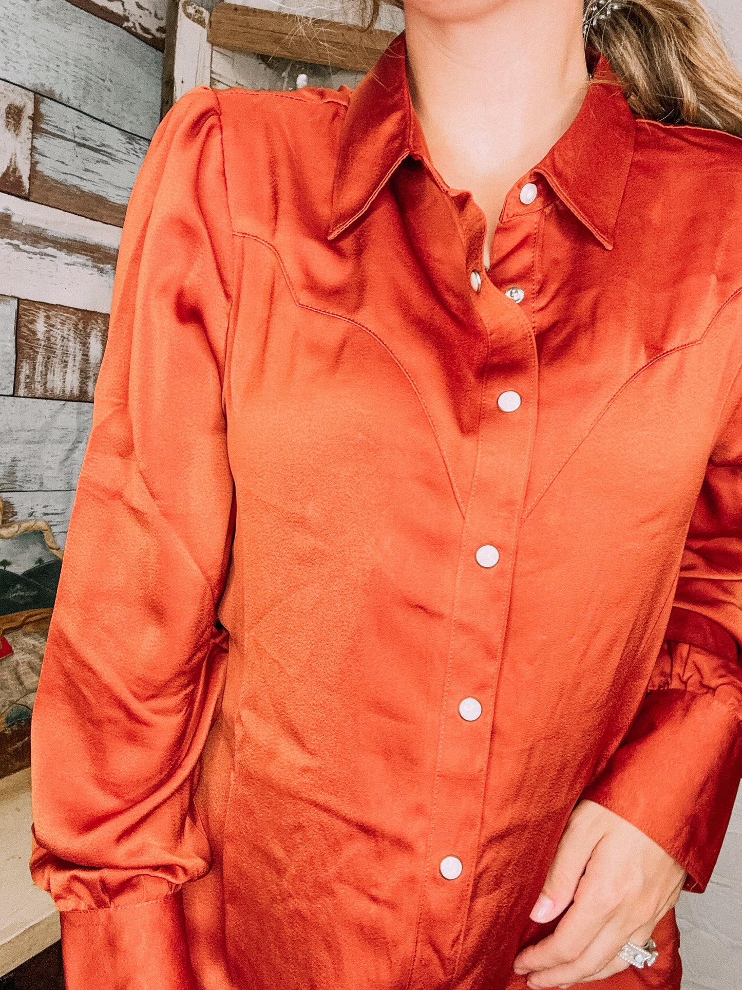 Lainy Satin Button Up