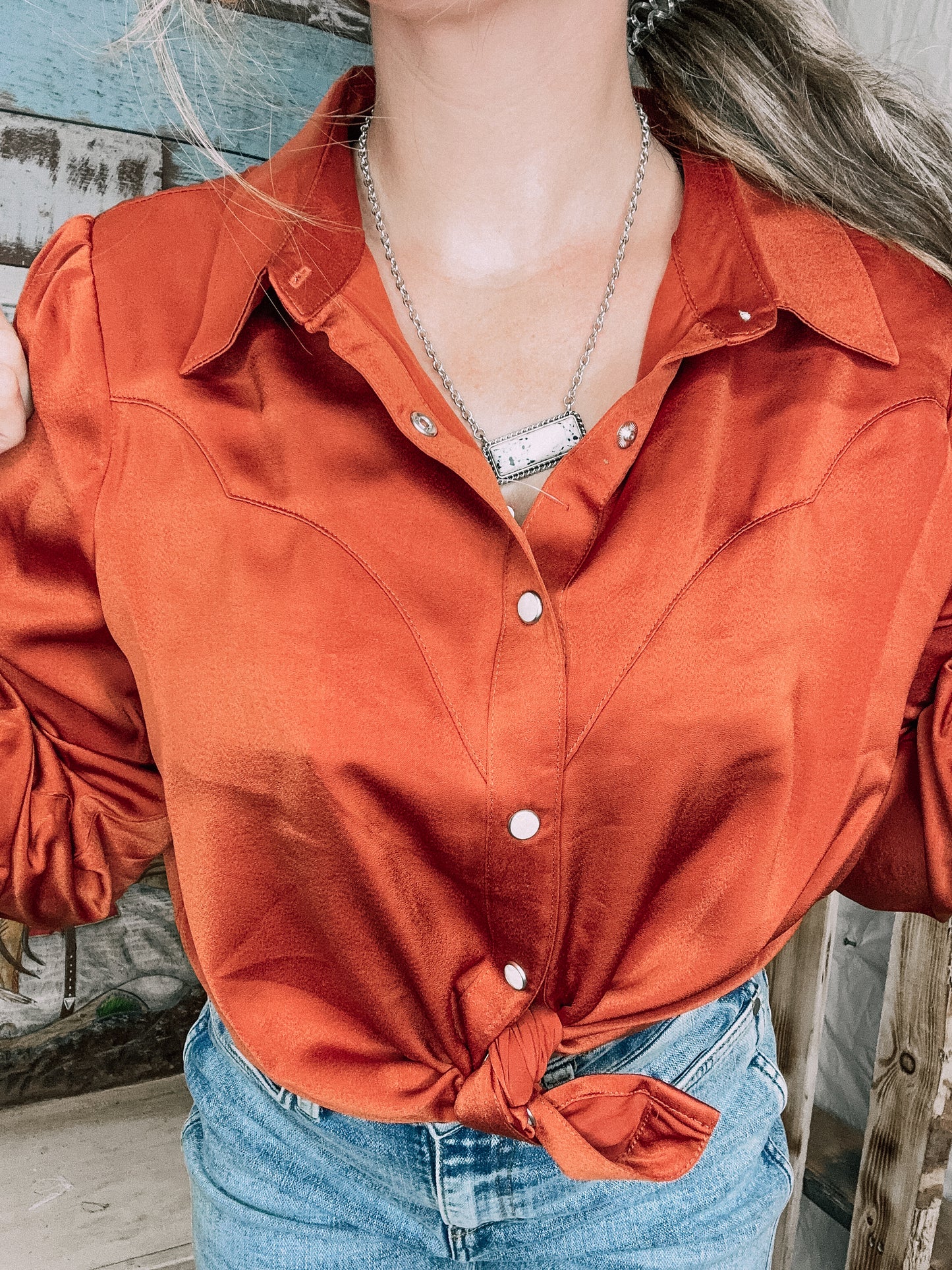 Lainy Satin Button Up