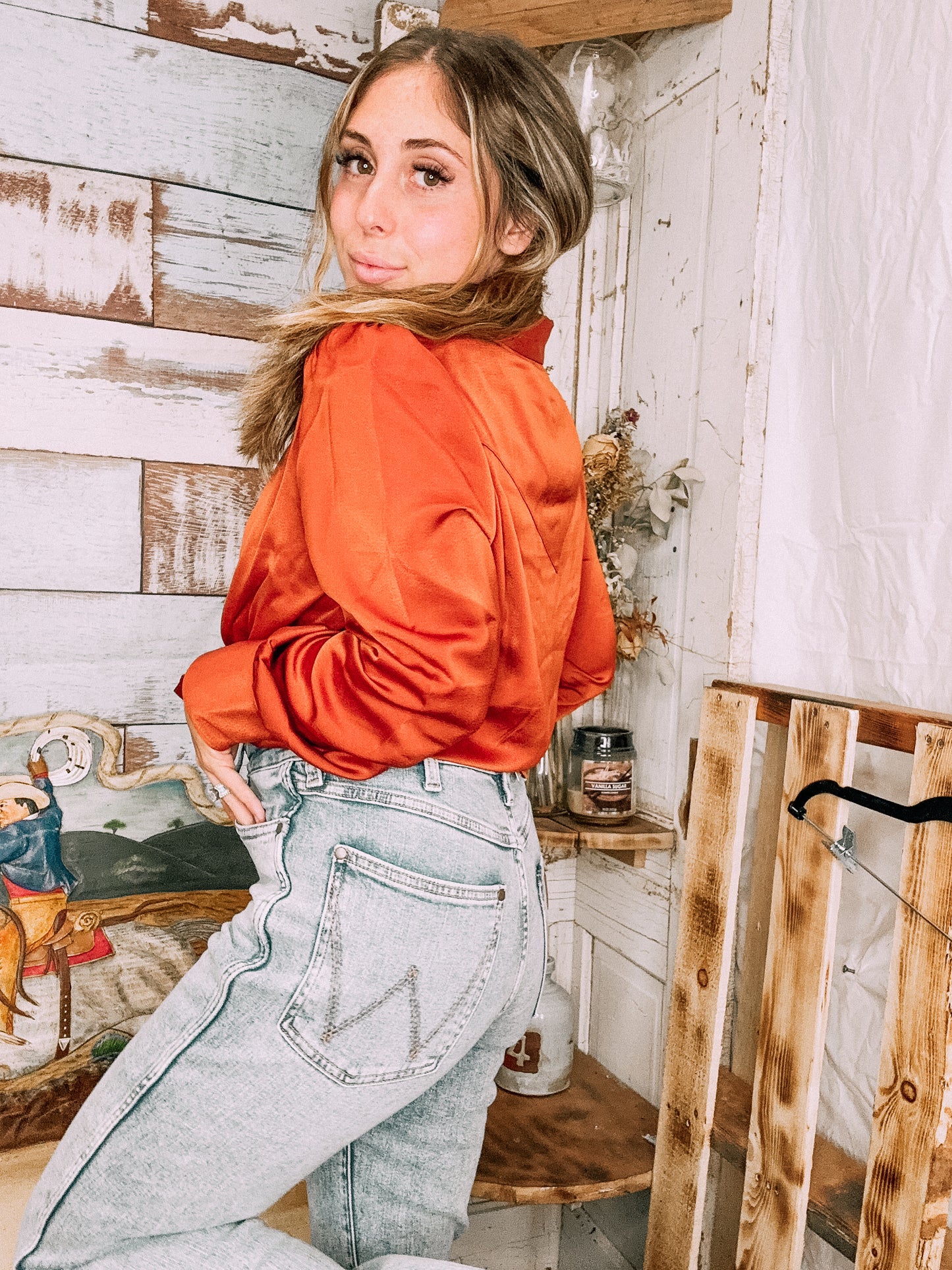 Lainy Satin Button Up
