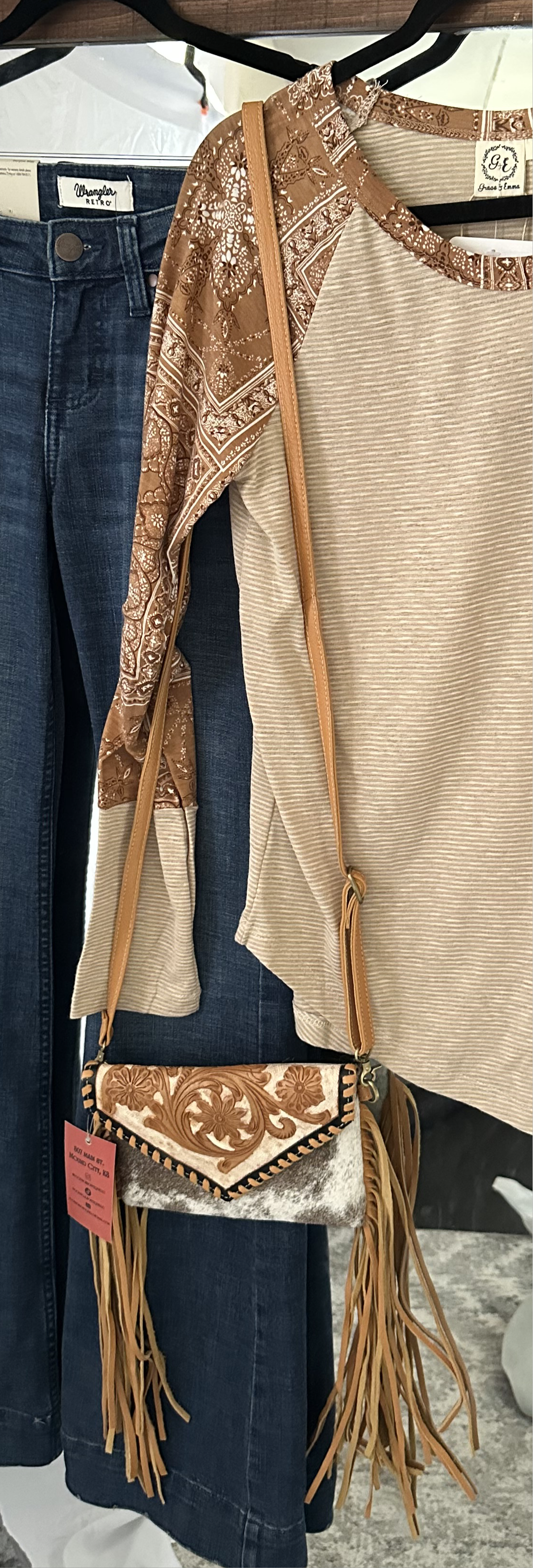 THE CASSIE - TOOLED crossbody Western Tooled Leather Cowhide