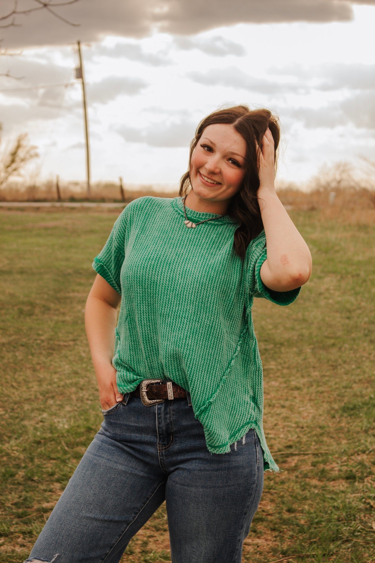 Green Pastures Waffle Top
