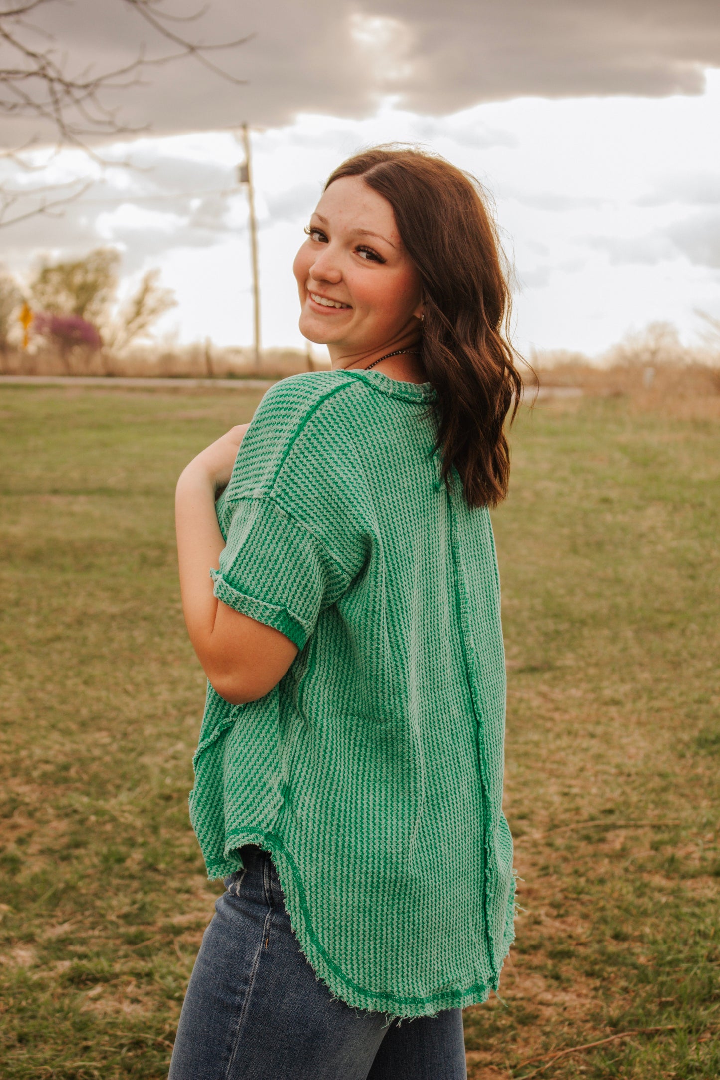 Green Pastures Waffle Top