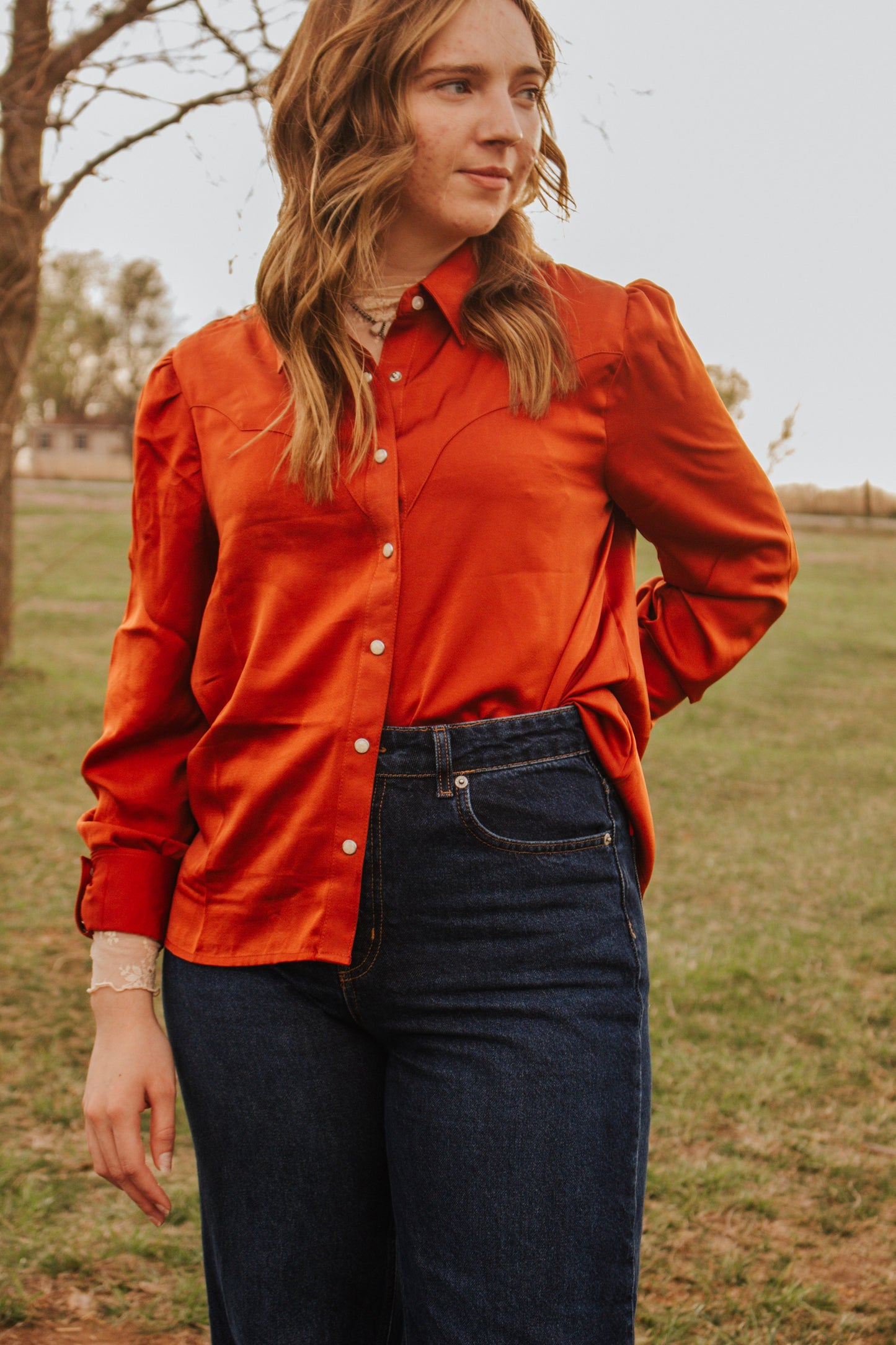 Lainy Satin Button Up