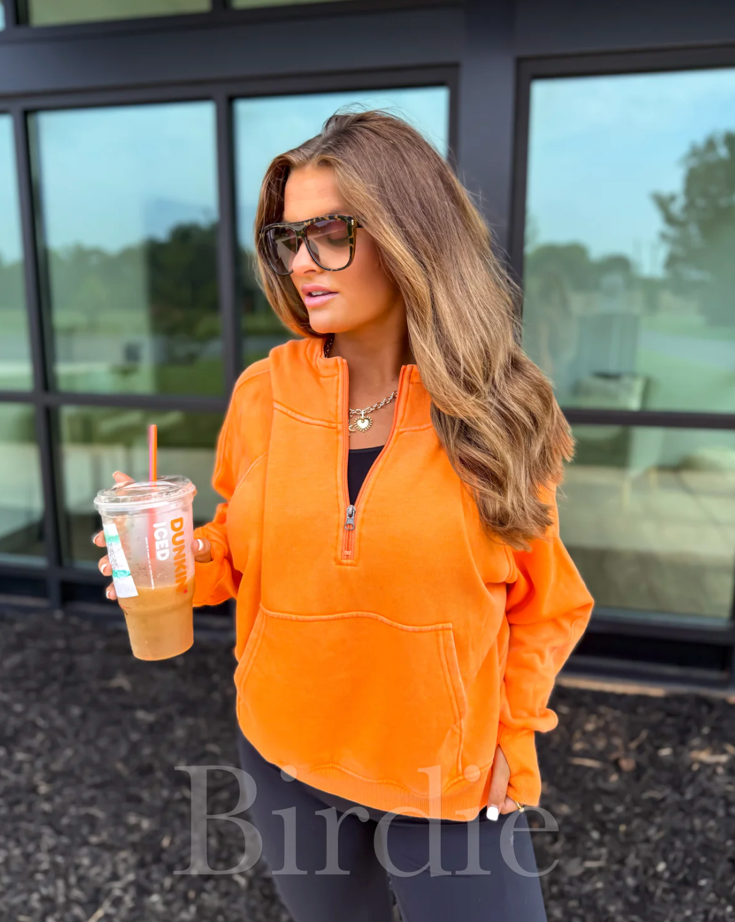 Hunting Orange Cropped 1/4 Zip