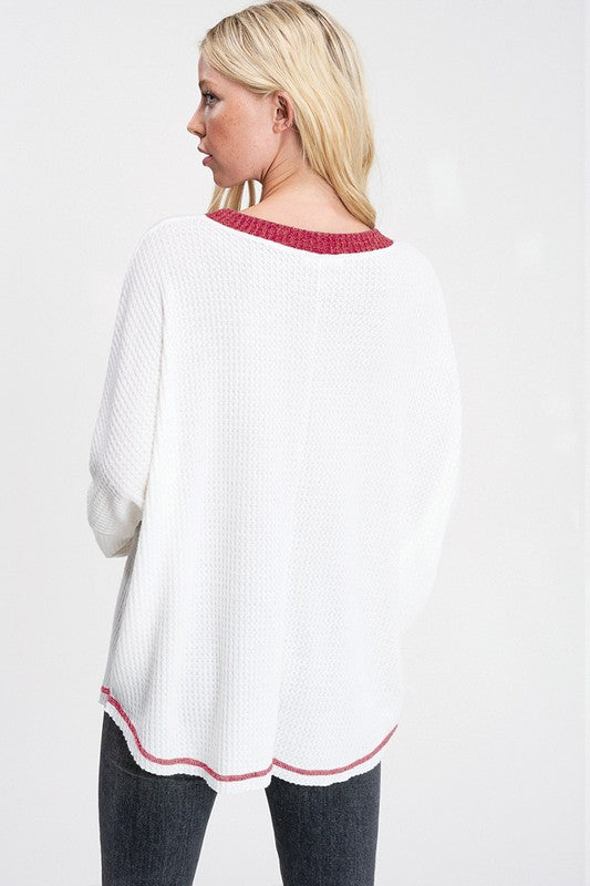 Boots print waffle knit top