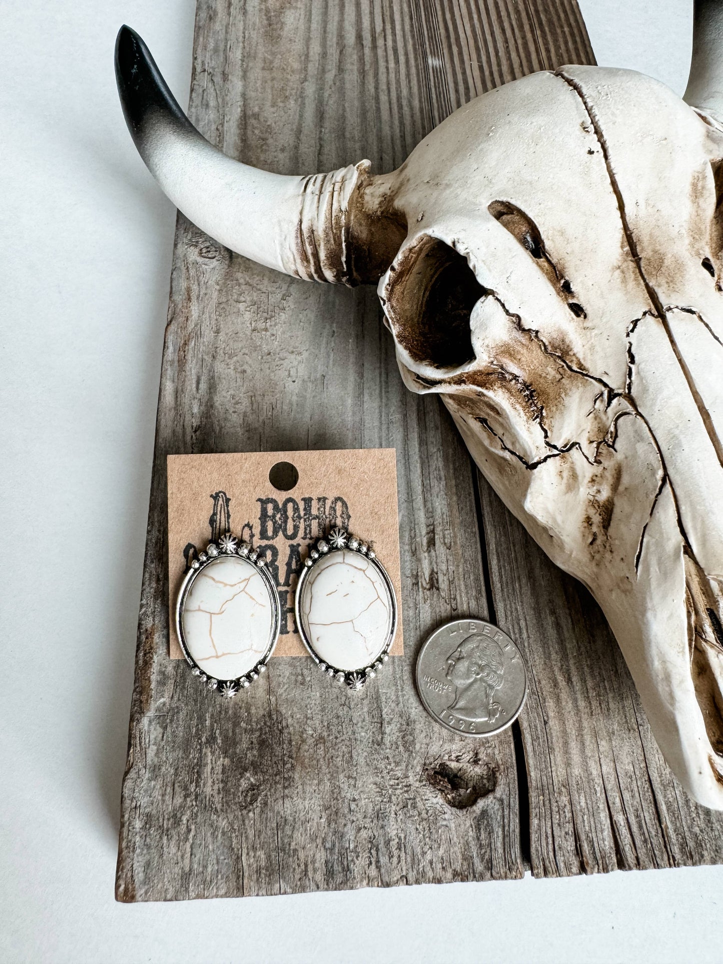 Buffalo Oval Earrings Studs