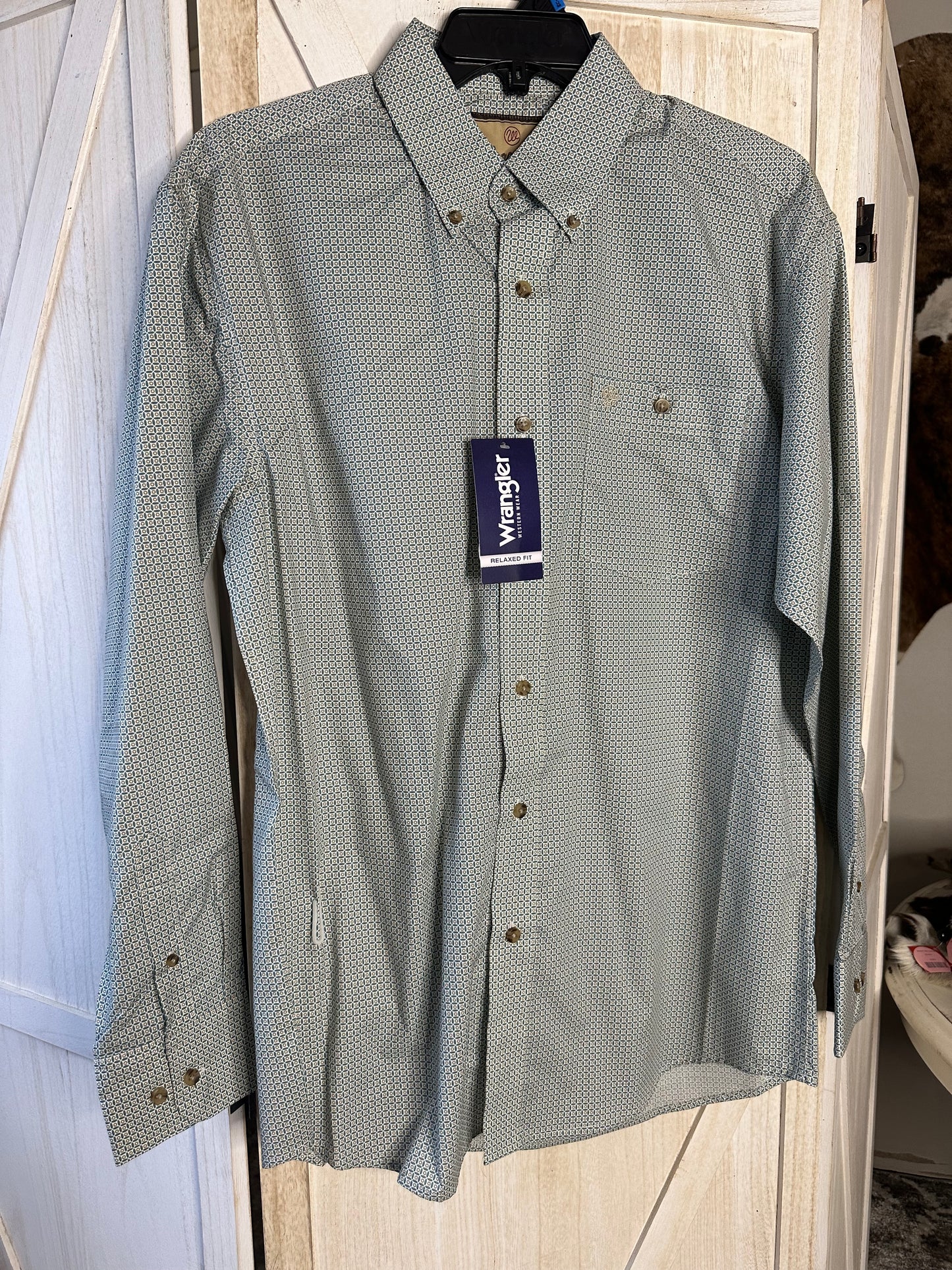 Men's Turquoise Desert Long Sleeved Button Down