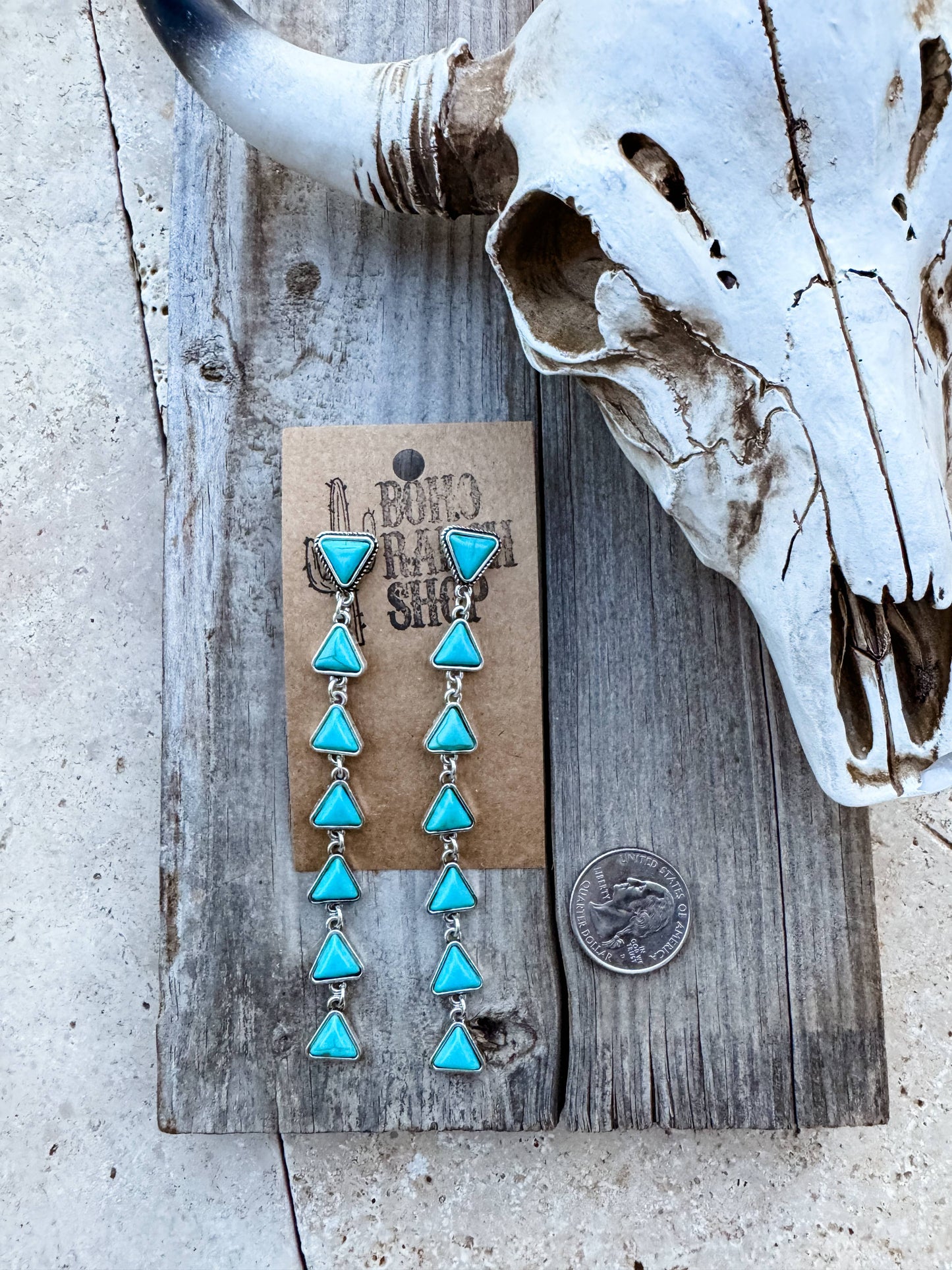 Western Triangle Stone Drop stud earrings