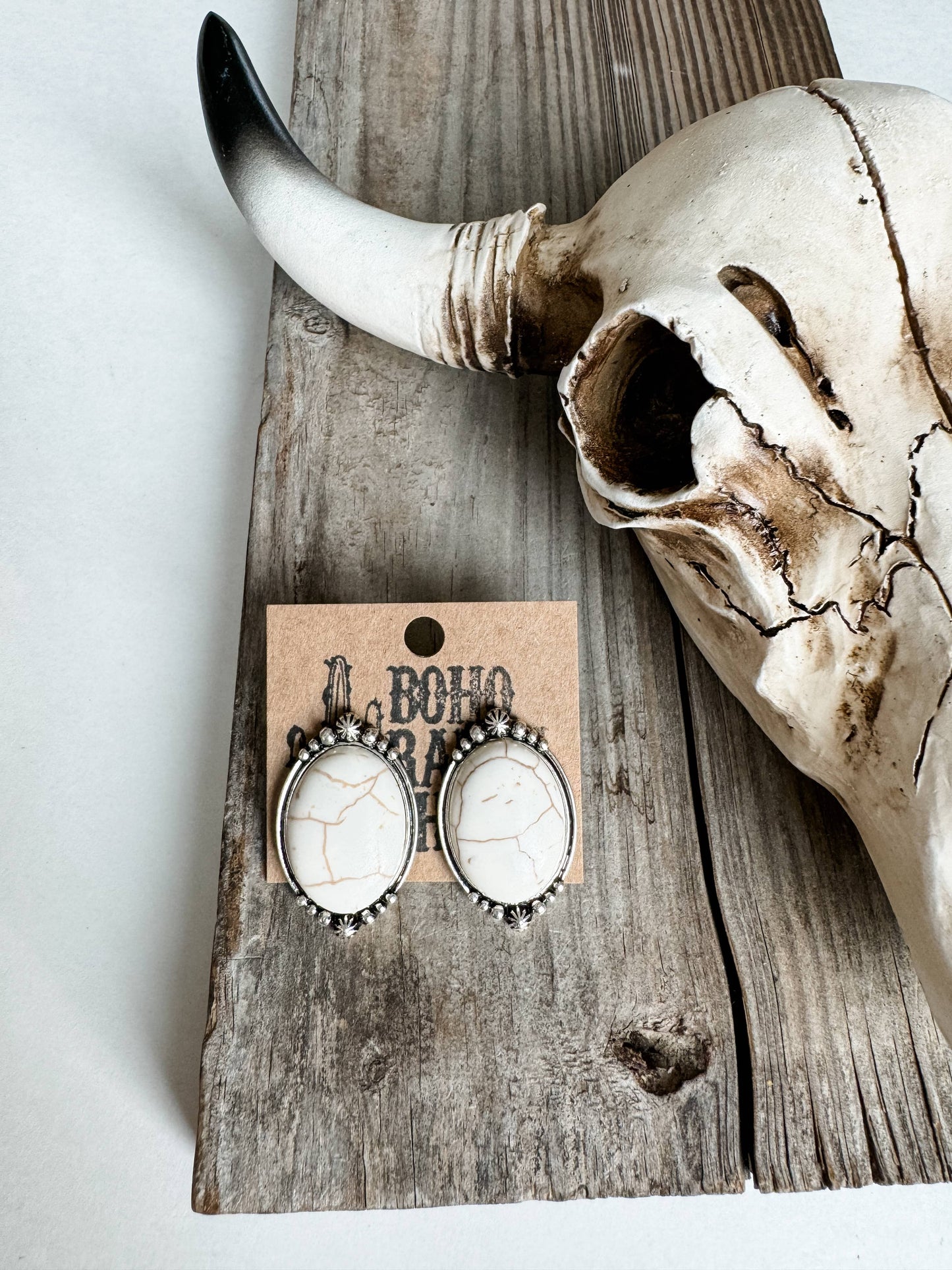 Buffalo Oval Earrings Studs