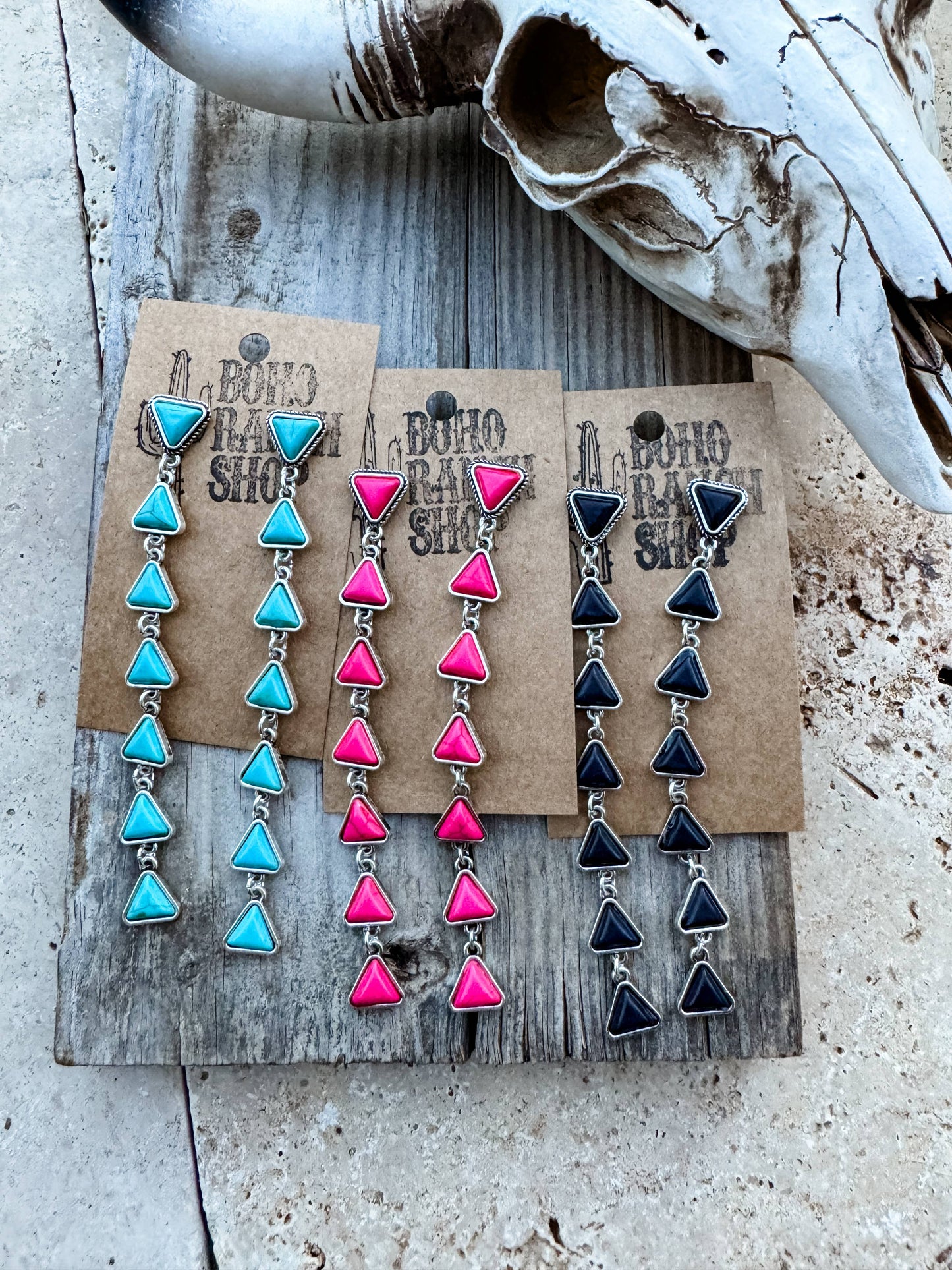 Western Triangle Stone Drop stud earrings