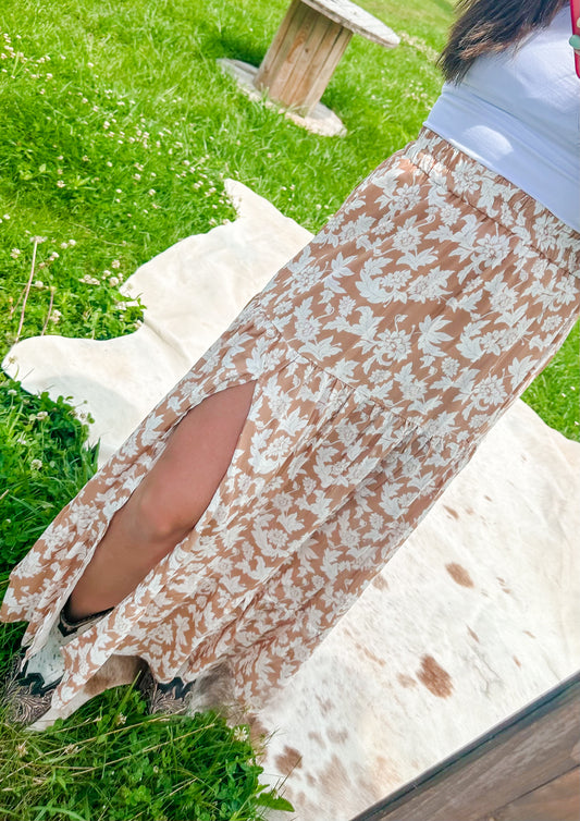 Floral Cowgirl Slit Skirt