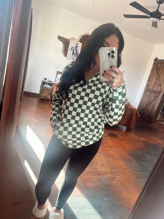Green Checkered 1/4 Zip