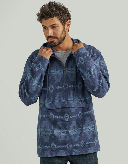 Men's Jacquard Quarter Zip Hooded Popover Jacket