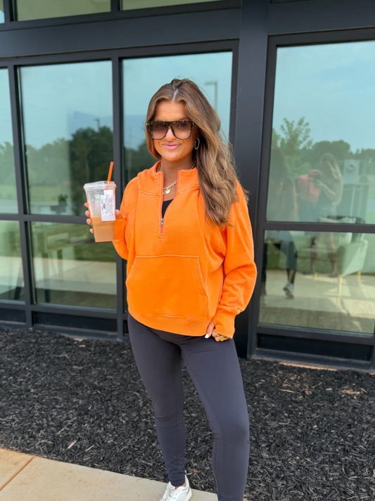 Hunting Orange Cropped 1/4 Zip
