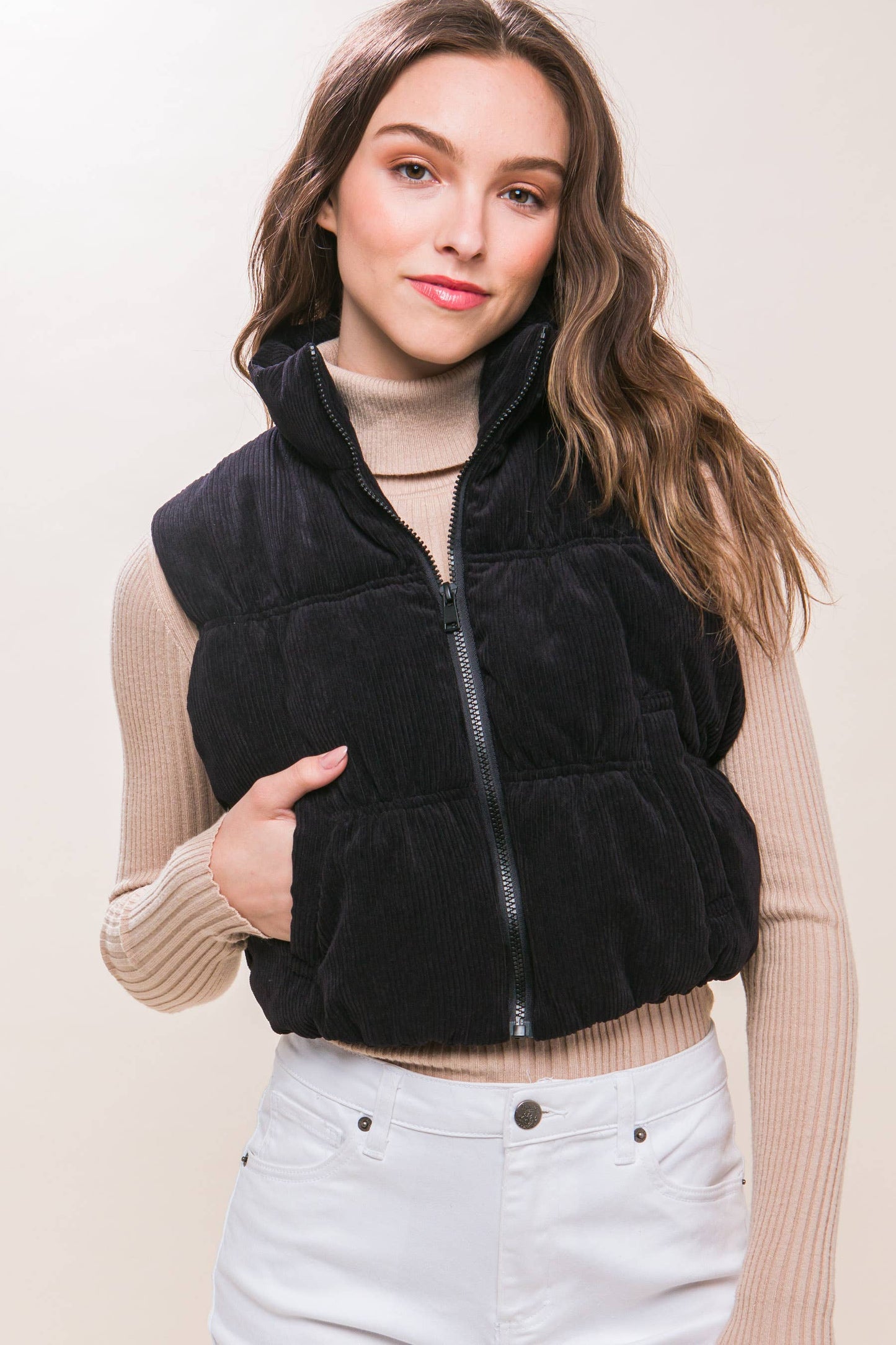 Black Corduroy Puffer Vest