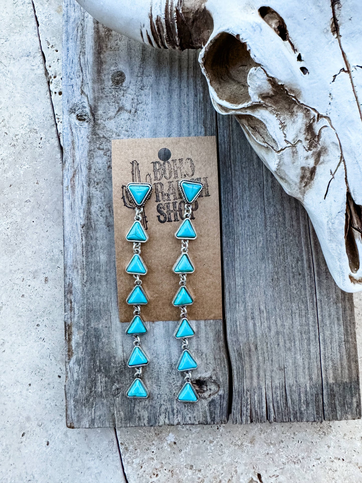 Western Triangle Stone Drop stud earrings