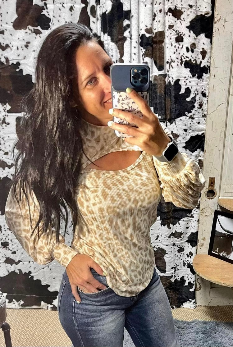 Cheetah Mockneck Cutout